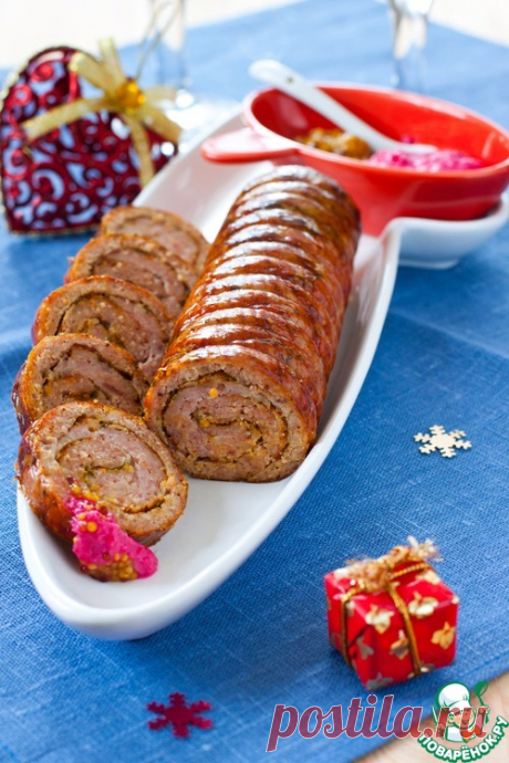 Праздничный мясной рулет - кулинарный рецепт