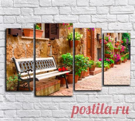 Цветочная улочка италии » Купить модульные картины + подарок!