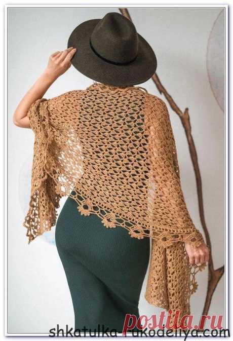 Схема в'язання спицями палантину Схема жіночого палантину