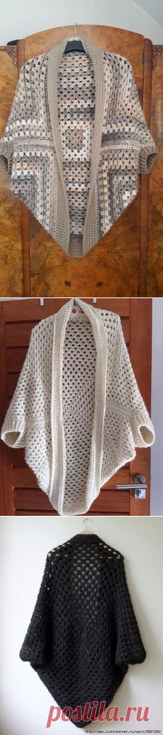 Жакет крючком.Бабушкин квадрат.
