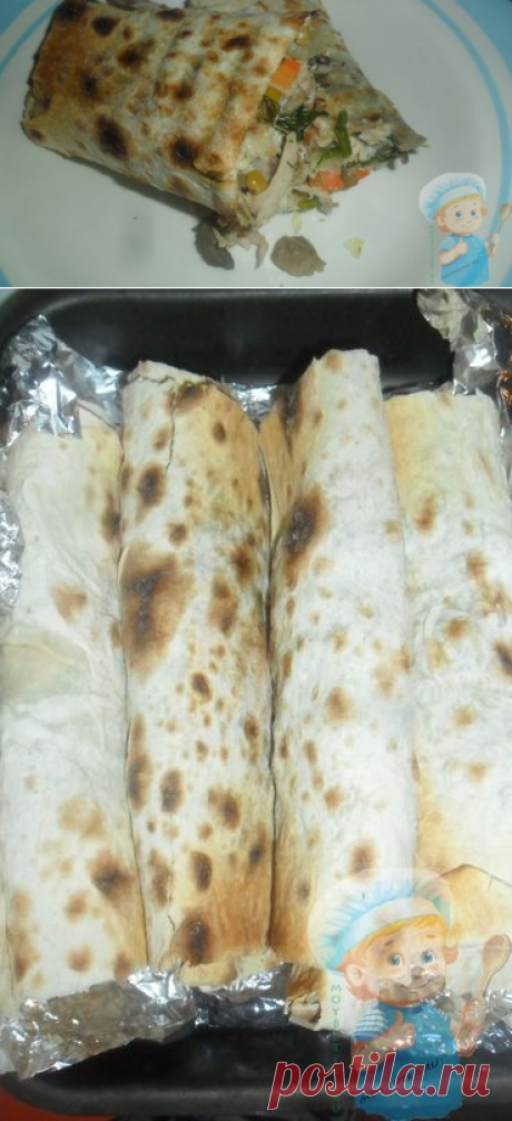 Как приготовить лаваш с курицей и грибами в духовке