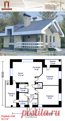 Проект современного небольшого одноэтажного коттеджа эконом-класса КА 81-60

Терраса: да.
Балкон: да.
Котельная: да. 

Площадь застройки: 128,20 кв.м.
Площадь общая: 81,60 кв.м.
Площадь жилая: 47,50 кв.м.
Высота 1 этажа: 3,800 м.
Высота в коньке: 5,810 м. 

Технология и конструкция: Строительство дома из кирпича с утеплителем.
