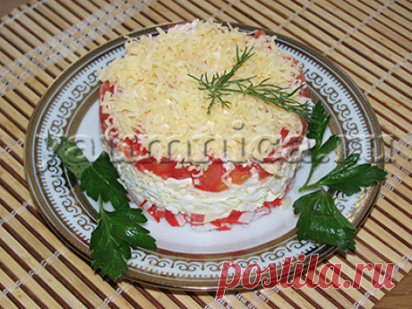 Рецепт простого салата с крабовыми палочками и сыром - Пошаговые рецепты с фото