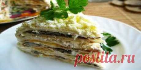 Вафельный торт с селедкой и грибами | Кулинария
