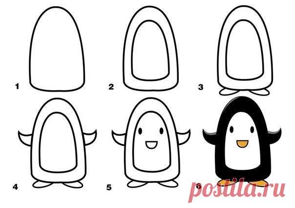 Уроки рисования: как нарисовать верблюда, тигра, слона, корову, пингвина, овечку, собаку, олбезьяну - Поделки с детьми | Деткиподелки