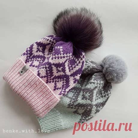 Теплая зимняя жаккардовая шапочка из LanaGatto Super Soft