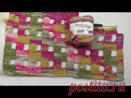 Tunesisch Häkeln - Tuch RAPALLO - Begradigung rechts - Woolly Hugs BANDY 04 - Veronika Hug