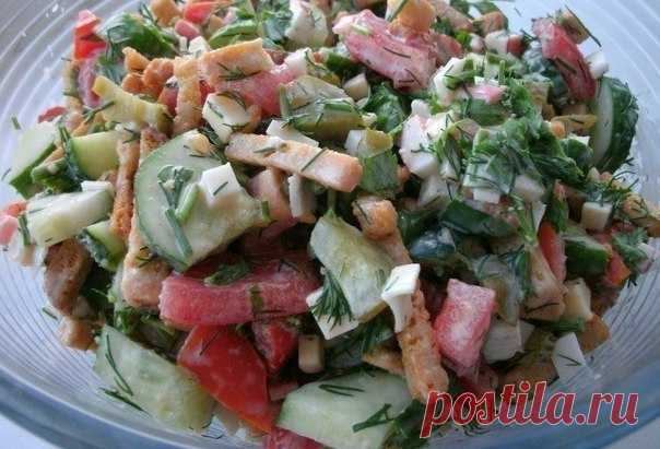 Салат с крабовыми палочками и сухариками | Про рецептики - лучшие кулинарные рецепты для Вас!