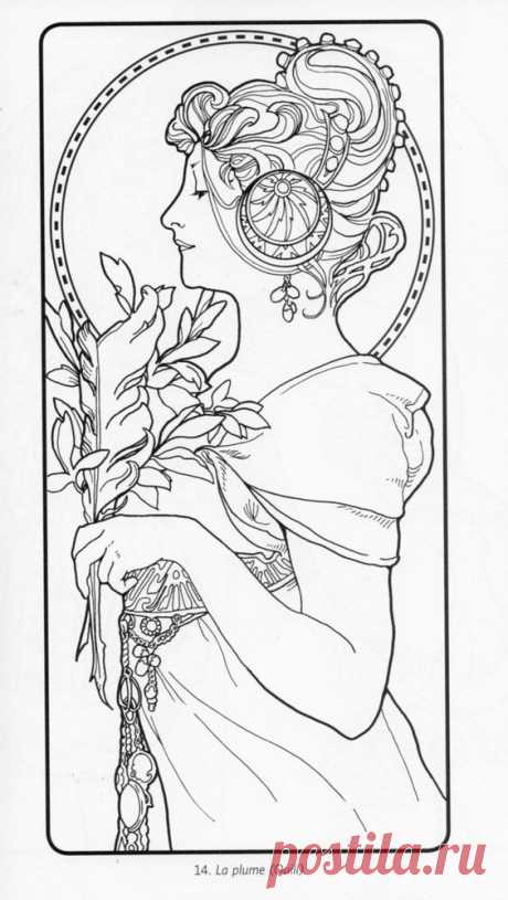 art nouveau pattern color pages - Google Search | Vorlage/Musters. Blanks. Образцы/Заготовки/Раскраски