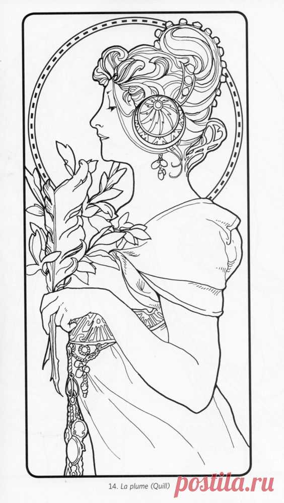 art nouveau pattern color pages - Google Search | Vorlage/Musters. Blanks. Образцы/Заготовки/Раскраски