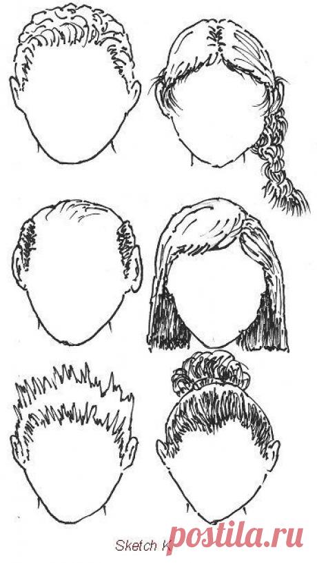 Уроки рисования - разные прически.