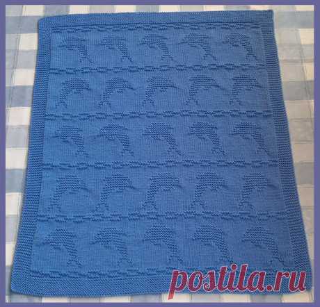 Плед с дельфинами (спицы)