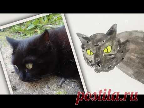 Нарисовала портрет кошечки Клеопатры - YouTube