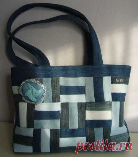 Simira - Džínový patchwork -  kabelka - patchwork.mirka