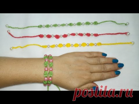 PULSEIRA CUTE CUTE DE CROCHÊ COM PÉROLAS - FRANCI ARTESANATO