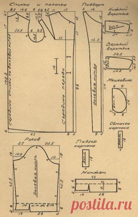 Демисезонное пальто прямой формы без швов по бокам. Выкройка на 52-й размер