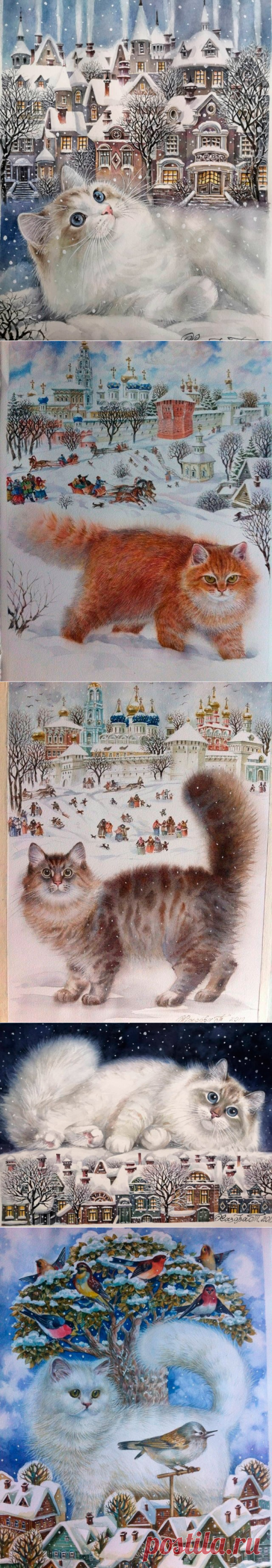 Картины Татьяны Хазовой, на которых изображены красавцы кошки и коты!