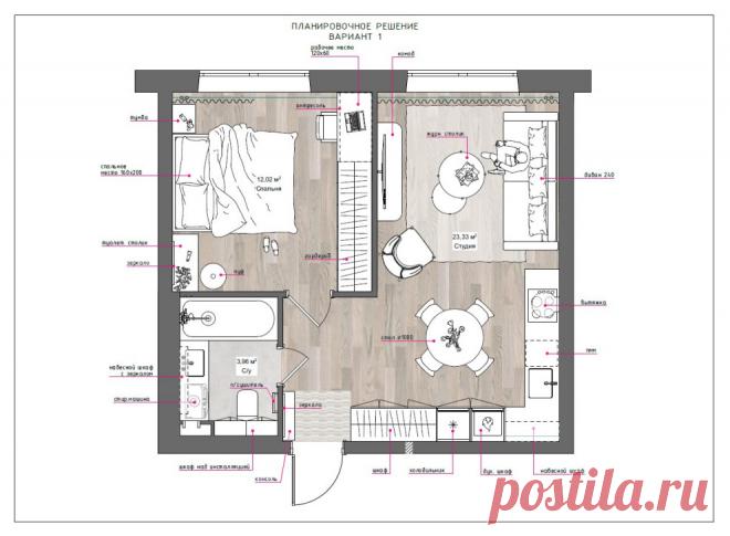 Проект недели: Кухня-гостиная в маленькой евродвушке | Houzz Россия