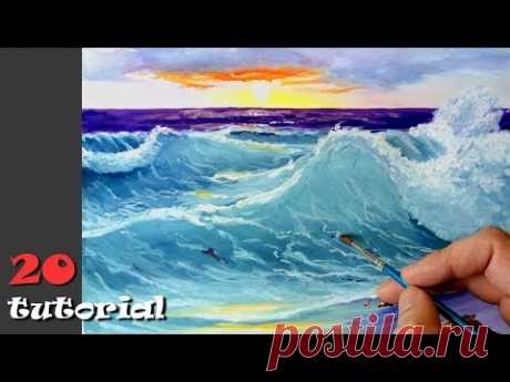 Как нарисовать море гуашью? Поэтапный мастер класс.