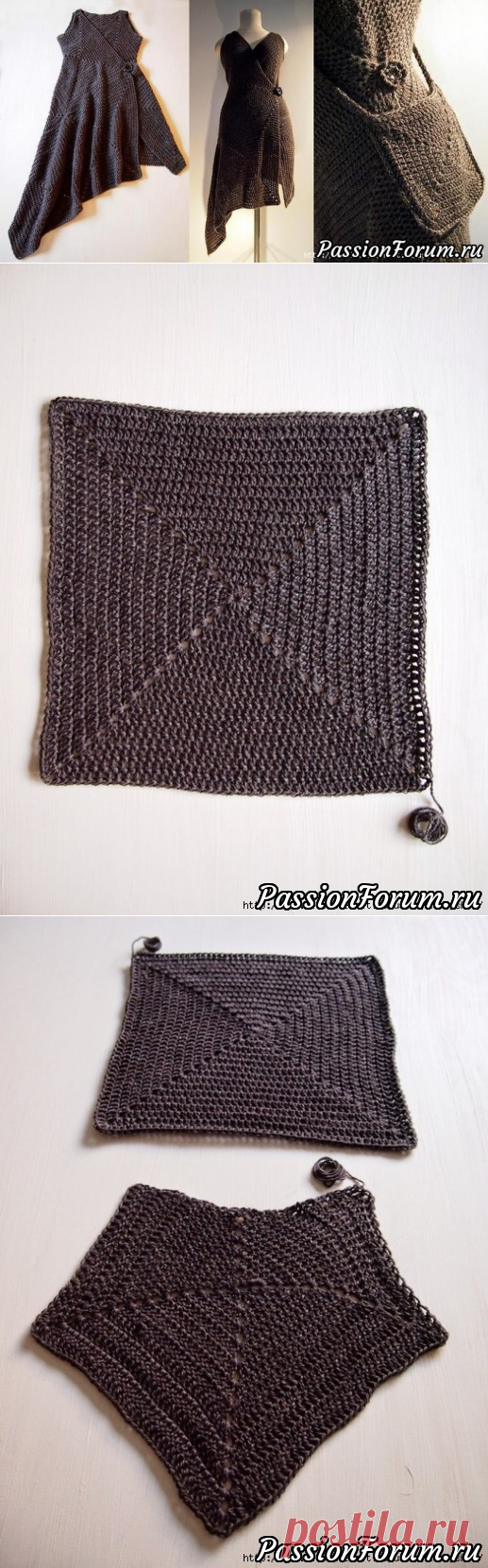 Платье-конструктор крючком из бабушкиных квадратов от дизайнера VIRPI MARJAANA SIIRA