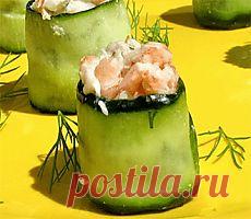 Огуречные рулетики с крабовым мясом и сливочным сыром