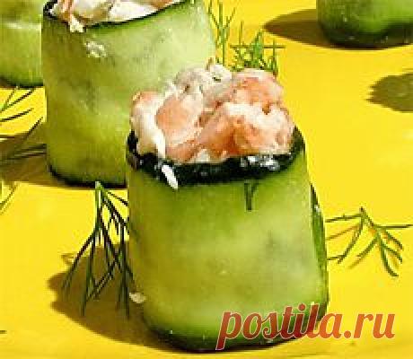 Огуречные рулетики с крабовым мясом и сливочным сыром