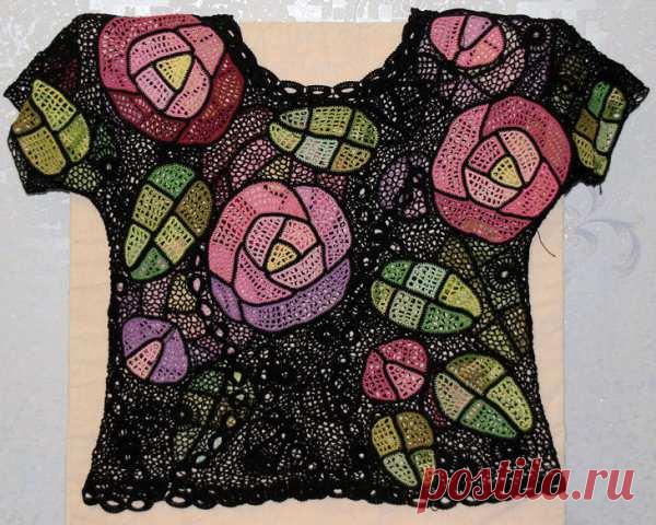Вязание: туника с витражными розами (вязание крючком, крючок, туника, кофточка, розы макинтош,светлана томина) - мастер класс фото » Мастер классы для вас