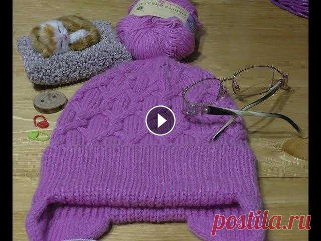 Двойные ушки для детской шапки.Спицами. Двойные ушки для детской шапки.Спицами....