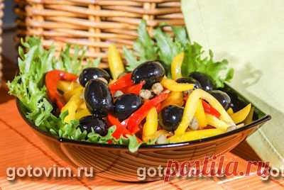 Салат из сладких перцев с оливками и каперсами. Рецепт с фото / Готовим.РУ