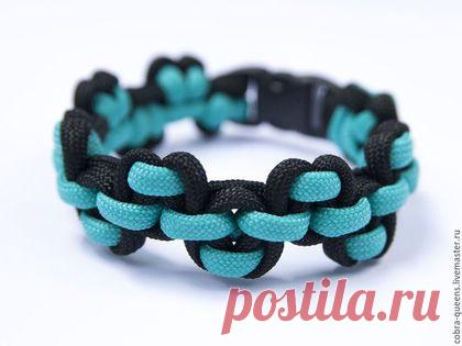 "Бирюзовый след" браслет из паракорда - плетеный браслет, подарок девушке, подарок женщине
