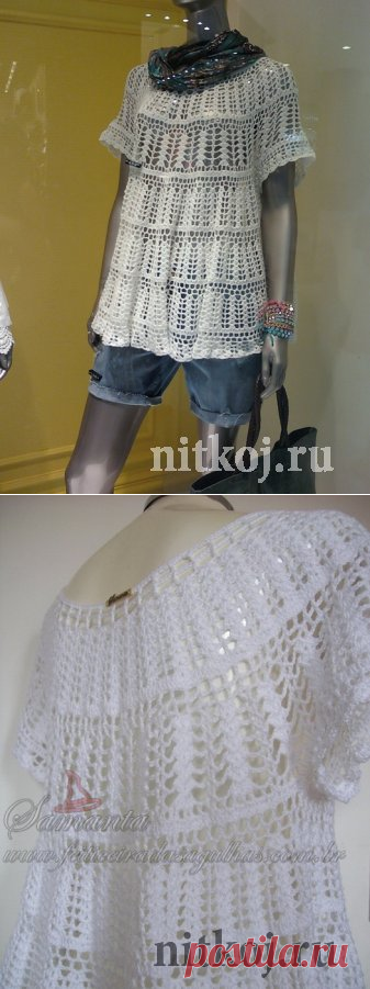 Ажурная футболка крючком » Ниткой - вязаные вещи для вашего дома, вязание крючком, вязание спицами, схемы вязания