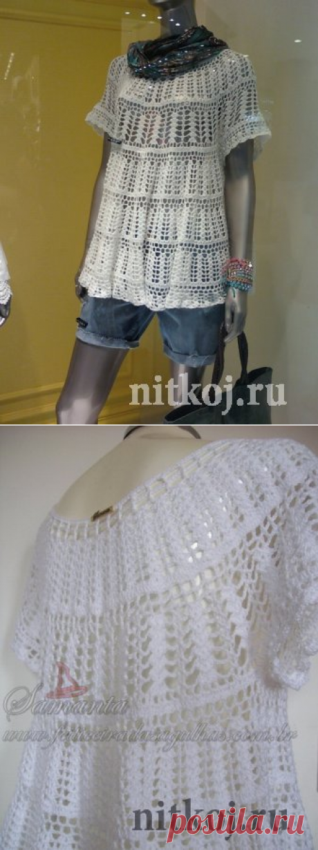 Ажурная футболка крючком » Ниткой - вязаные вещи для вашего дома, вязание крючком, вязание спицами, схемы вязания