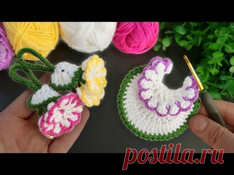 Make MONEY with This SUPER EASY Crochet Mini Tulip Flower Keychain! 🥰 Sell and give as a gift.