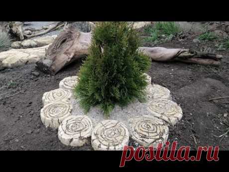 Бордюрчики-пенечки из цемента своими руками, простейший вариант.