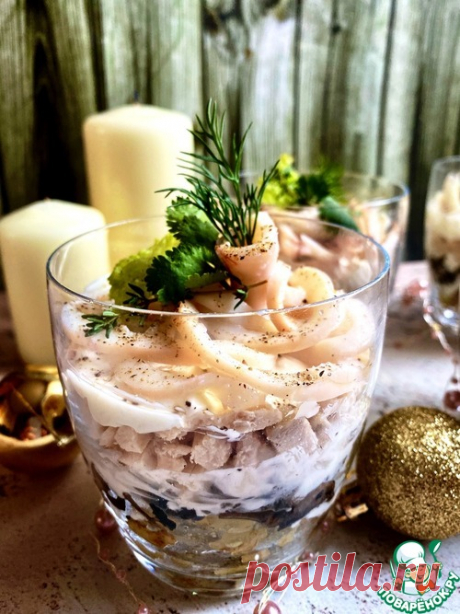 Теплый салат с кальмаром – кулинарный рецепт