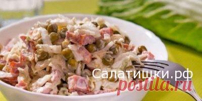 БЫСТРЫЙ ВКУСНЫЙ САЛАТ С КОПЧЕНОЙ КОЛБАСОЙ » Рецепты вкусных салатов
