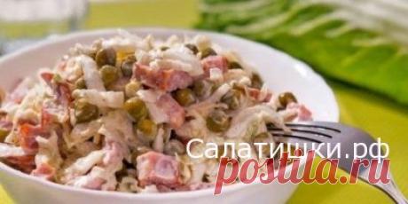 БЫСТРЫЙ ВКУСНЫЙ САЛАТ С КОПЧЕНОЙ КОЛБАСОЙ » Рецепты вкусных салатов