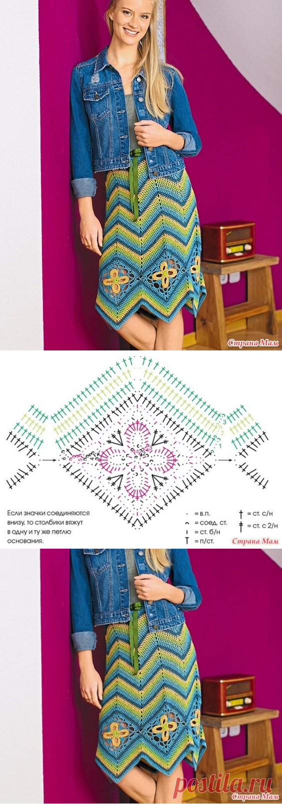 . Яркая юбка крючком - Вязание - Страна Мам