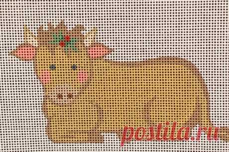 CH-446 Natividad Vaca 5 x 2 3⁄4 18 Malla con guía de puntadas CH Designs - The NeedleArt Closet