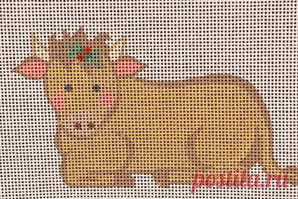 CH-446 Natividad Vaca 5 x 2 3⁄4 18 Malla con guía de puntadas CH Designs - The NeedleArt Closet