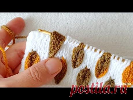 Yepyeni hazan yaprağı Örgü crochet modeli tunisan Tunus işi örgü modeli