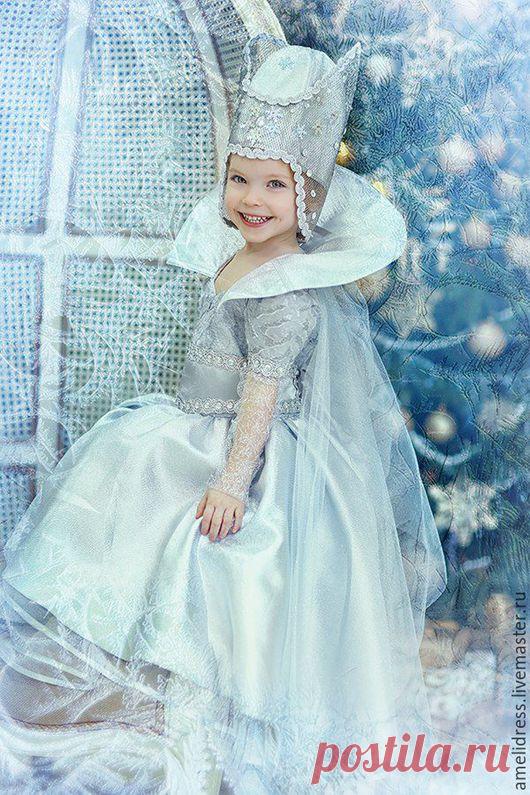 Купить Маленькая Снежная Королева - серебряный, снежная королева, зима, карнавальный костюм, искусственный шёлк