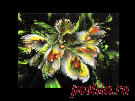 (485)colorful flowers,dip technique,Acrylgießen