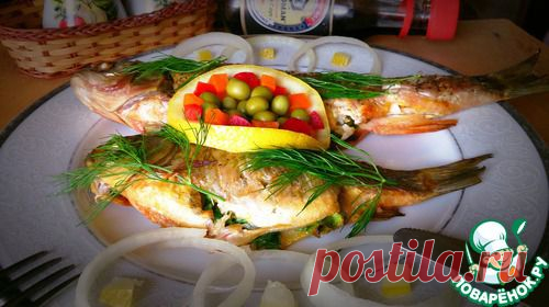 Фаршированная рыба на решетке - кулинарный рецепт
