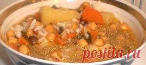 Суп-шурпа постный с нутом и рисом / Простые рецепты