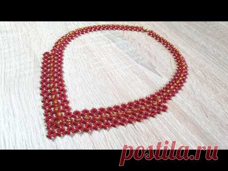 NECKLACE CORNER/DIY necklace/How to make a necklace/Necklace/Колье УГОЛОК из бисера/Из бисера