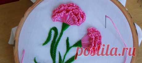 Hand Embroidery: Carnation flower