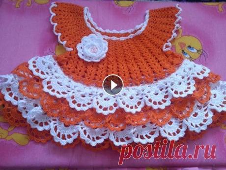 Вязание. Вяжем платье на малышку &quot;ЛУЖОК&quot;. Часть 2.( knit dress baby) В этом видео я продолжаю рассказывать и показывать, как связать платье на малышку. Вяжем подол платья....