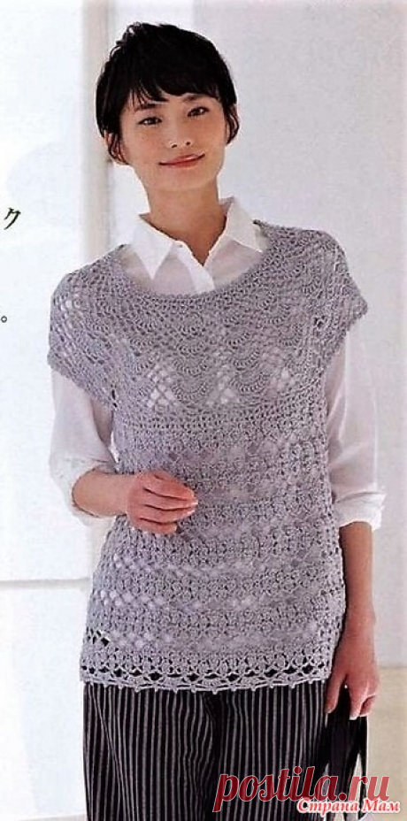 Ажурная туника с круглой кокеткой. Крючок. "Saita Mook" - Spring & Summer Knit 2018г