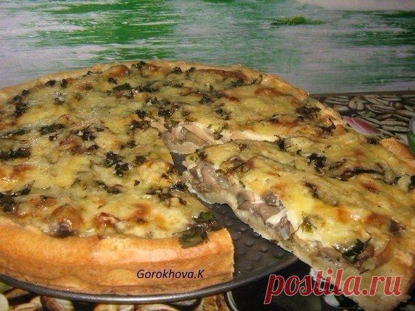 Мега грибной пирог 
Безумная вкуснятина...

Ингредиенты:

Для теста:
● слив. масло 50 гр.
● яйцо 1 шт.
● холодная вода 3 ст.л.
● соль 0.5 ч.л.
● мука 200 гр.

Для начинки:
● грибы (у меня консерв. шампиньоны) 1 б.
● лук репчатый 1 шт.
● зелень 4 ст.л.
● сыр 100 гр.

Приготовление:

Тесто.Яйцо взбить,добавить мягкое слив. масло,перемешать.Добавить холодную воду,соль,муку.Замесить мягкое тесто. Начинка.Грибы обжарить с луком,дать остыть.Зелень мелко порубить.Сыр натереть на ...